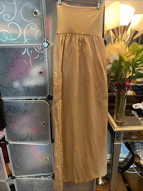 Dresses & Skirts - 100% Linen Tan Strapless Mixi Dress